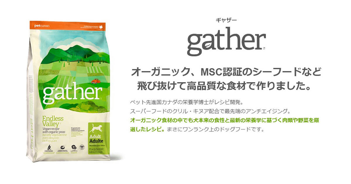 アレルギーに悩む犬に寄り添ったオーガニックドックフード Gather ギャザー プレミアムドッグフード キャットフードのgpn